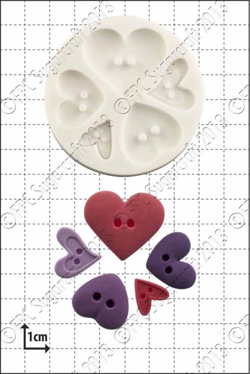 'Heart Buttons' Silicone Mould